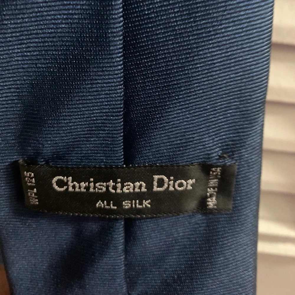 Vintage Christian Dior Blue Classic Silk Tie-0398